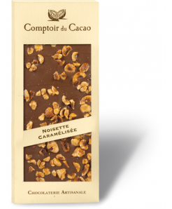 Tablette de chocolat lait avec noisettes caramélisées 100g